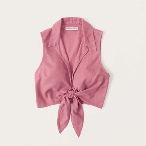 Abercrombie Tie-Front Linen-Blend Top